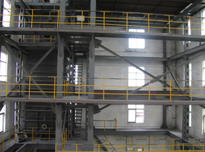 本公司檢測大樓內(nèi)導(dǎo)電玻璃鋼電除霧器及湍沖洗滌塔組裝、檢測平臺